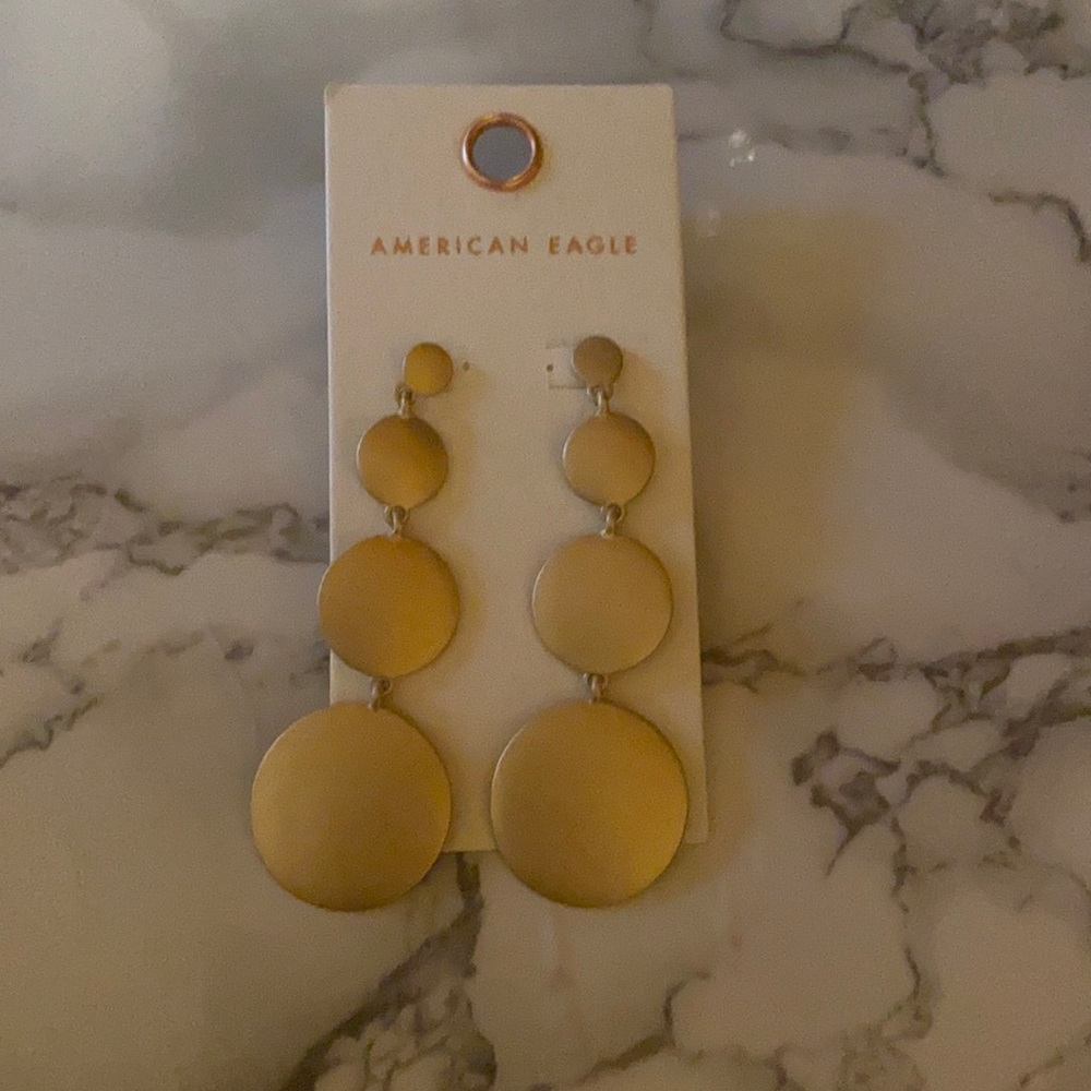 American eagle gold circle drop earrings NWT